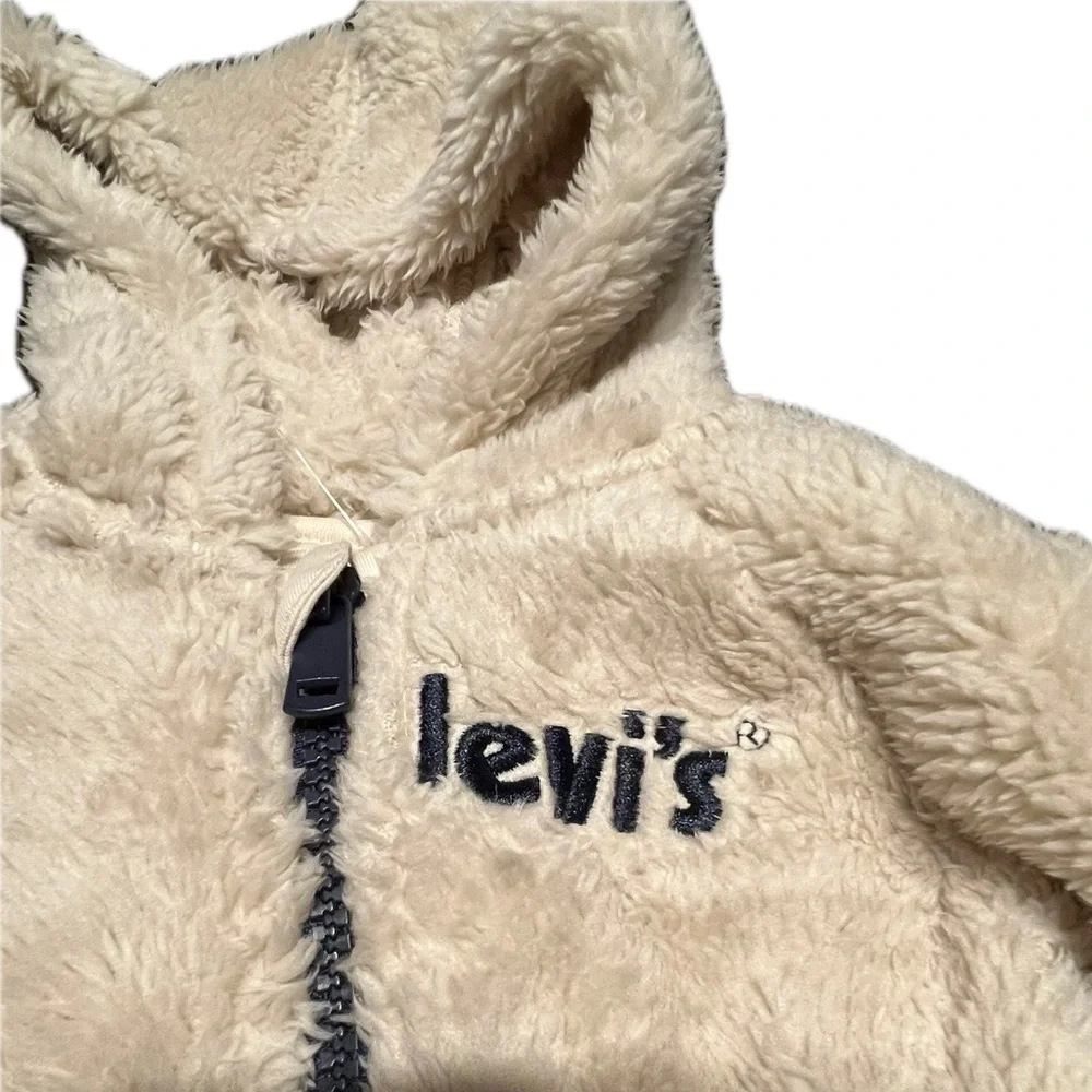 Levi's Sherpa Unisex Full Zip Long Sleeve Baby Footie Coveralls Size 3 months